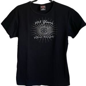 Harley-Davidson T Shirt Rhinestone 105th Anniversary Sz XL Black Short Sleeves